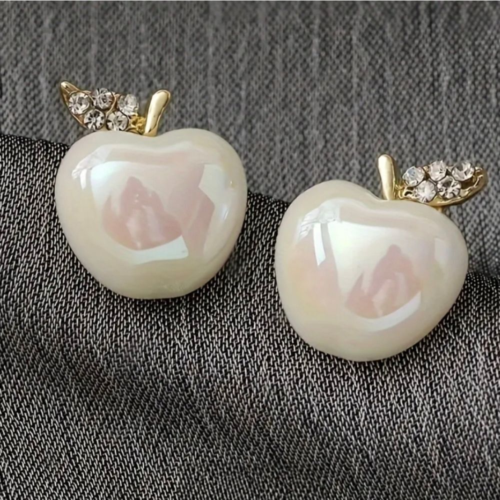 White Apple Stud Earrings